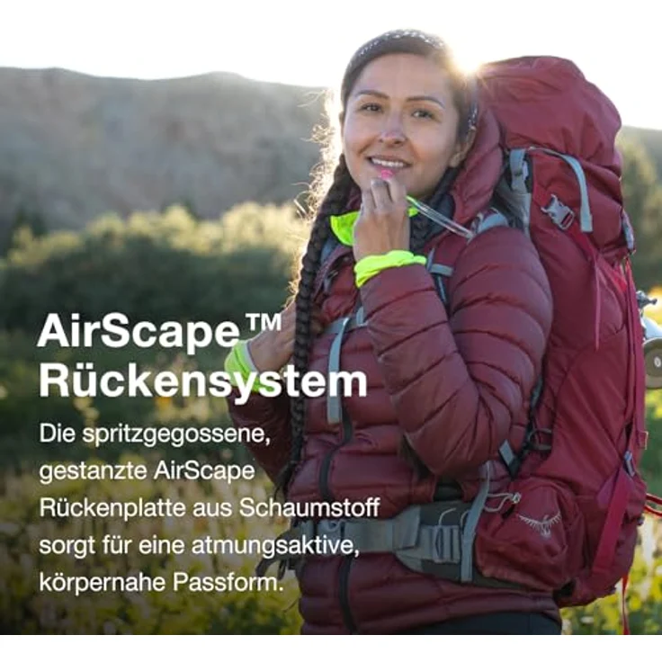 Osprey Ariel 55 Koseret Green WM/L, Leicht und bequemer Wanderrucksack – Bild 3