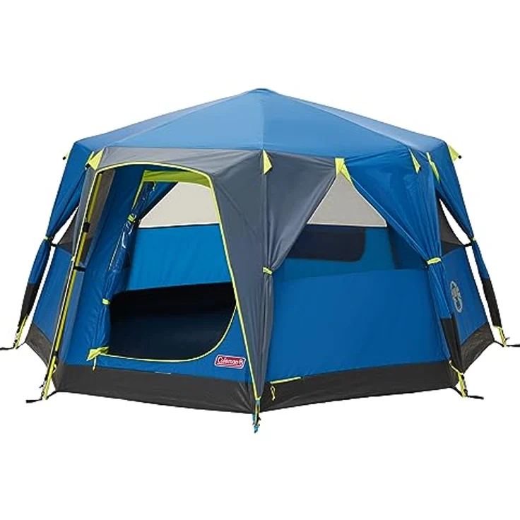 Coleman Unisex, 3 Personen Festivalzelt, Kuppelzelt, 3 Mann Campingzelt wasserdicht mit eingenähter Bodenplane, Blau – Bild 2