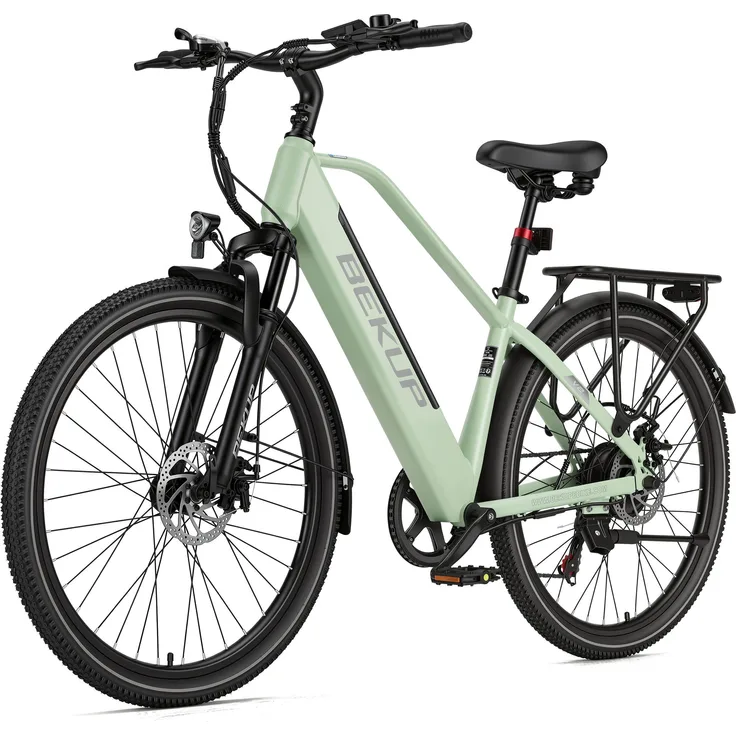 VANKEL E-Bike Cityrad V2, 26 Zoll, 522 Wh Akku, 45 Nm, Shimano 7-Gang Schaltung, Heckmotor, Komfort-Federung