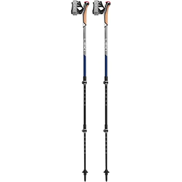 Leki Traveller Carbon Wanderstöcke, teleskopierbar von 90 bis 130 cm, dunkle blaue Farbgebung, 390 g leicht – Bild 1