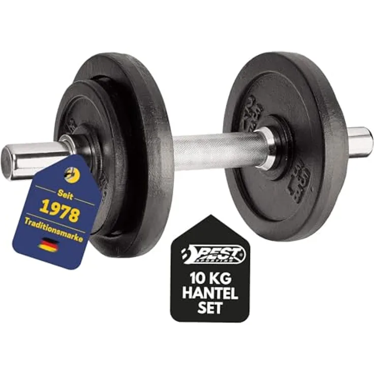 Hantelset Kurzhantel Best Sporting Hanteln 10 kg aus Gusseisen mit Stellringen - Hantel verstellbar für Männer und Frauen - Für Dein Workout und Fitnesstraining Zuhause - Adjustable Dumbbell Set