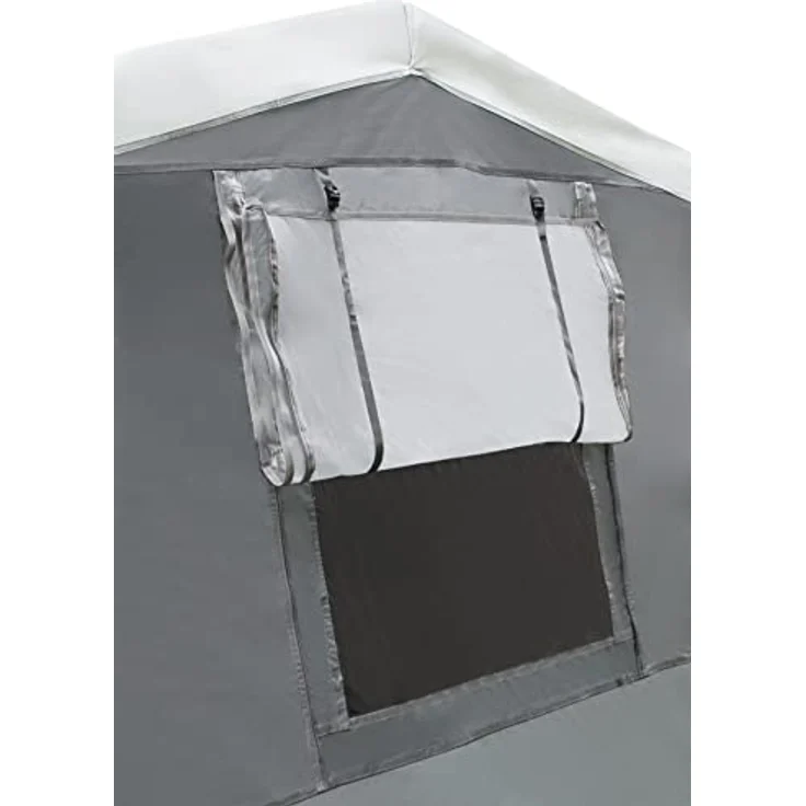 Eurotrail Seitenzelt aus waschbarem Polyester/PVC, 230 x 165 x 195 cm, dunkelgrau/grau, mit Belüftungsfenster und großer Eingangstür, 15.6 kg – Bild 3