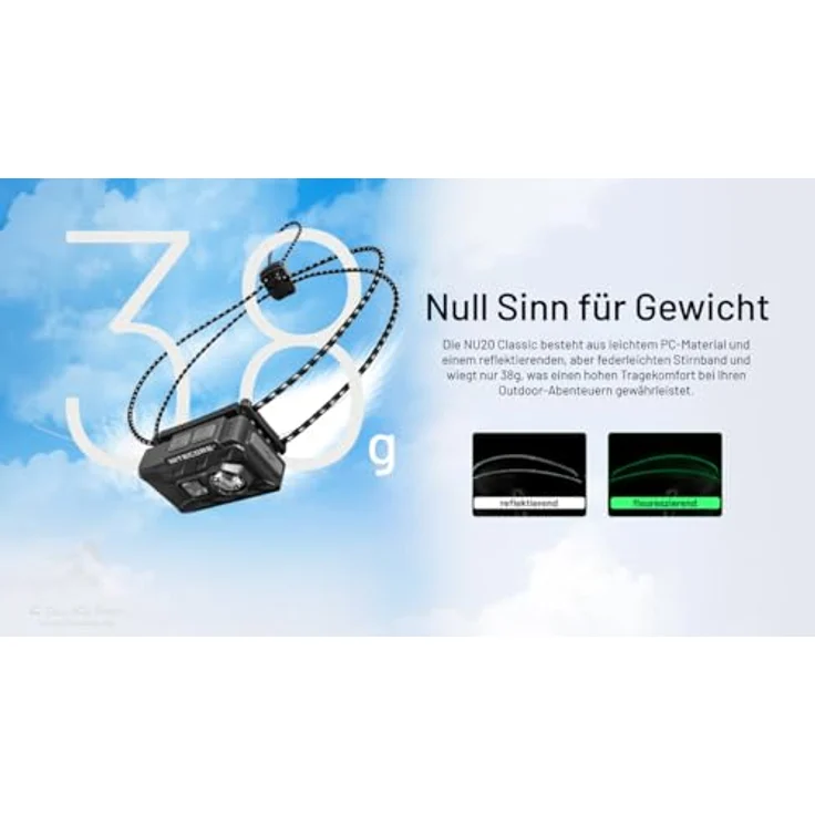 Nitecore NU20 Classic, ultraleichte Stirnlampe für Outdoor-Aktivitäten – Bild 2