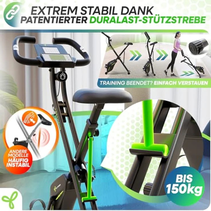 TRETMANN Neu Tretmann Hometrainer fahrrad Klappbar Set-extra bequem & leise [RelaxFoam] bis 150KG Belastbar Ergometer, Heimtrainer fahrrad, Ergometer Heimtrainer Senioren,  Bike Indoor, Fitnessbikes – Bild 4