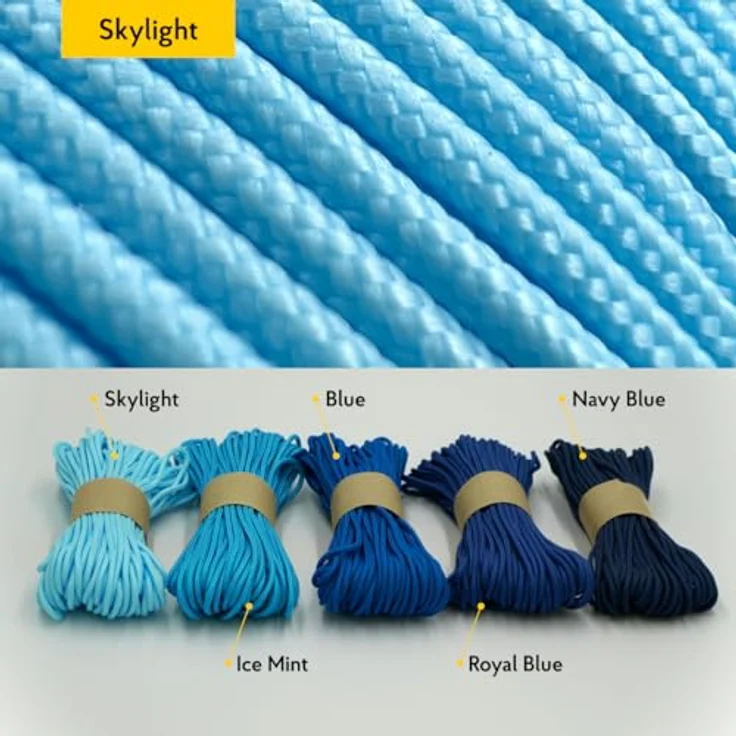 EdcX Paracord 275, 2mm Nylon Seil mit 220 lbs Bruchlast, Skylight, 100 m Spule – Bild 2