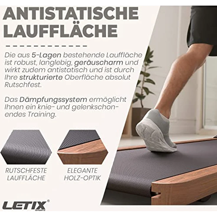 Letix Sports Laufband DeskWalk360 Motorisiert mit LCD-Display, Schreibtisch Heimtrainer Elektrisch (Antistatische Lauffläche, Ultra Slim Design) - Preisvergleich – Bild 4