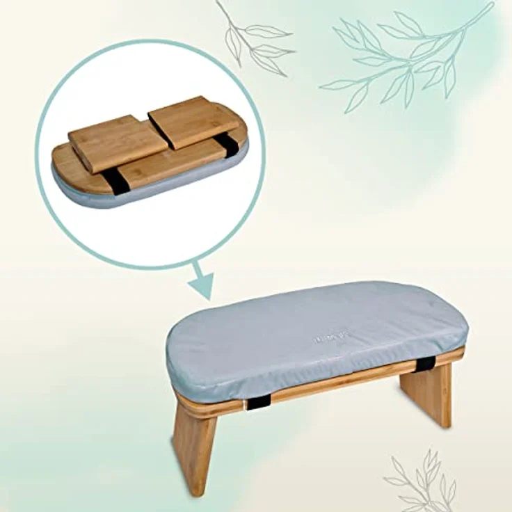 Zen Power Yoga Bench, klappbare Yoga Bank aus Holz, ergonomische Meditationsbank, Gebetshocker für spirituelle Momente im Alltag, bequem und weich gepolstert, Yoga-Zubehör – Bild 3