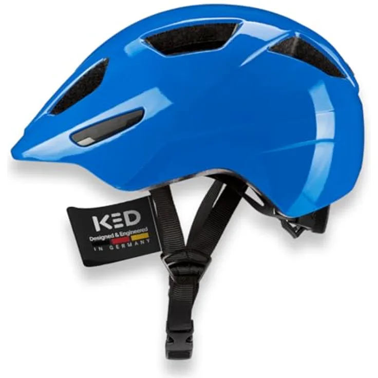 KED Dyno Kinderhelm – Sicherer Fahrradhelm mit In-Mold Technologie, Verstellbare Passform & Reflektoren, Ranger Blue Glossy, Größe 48-52 (S)