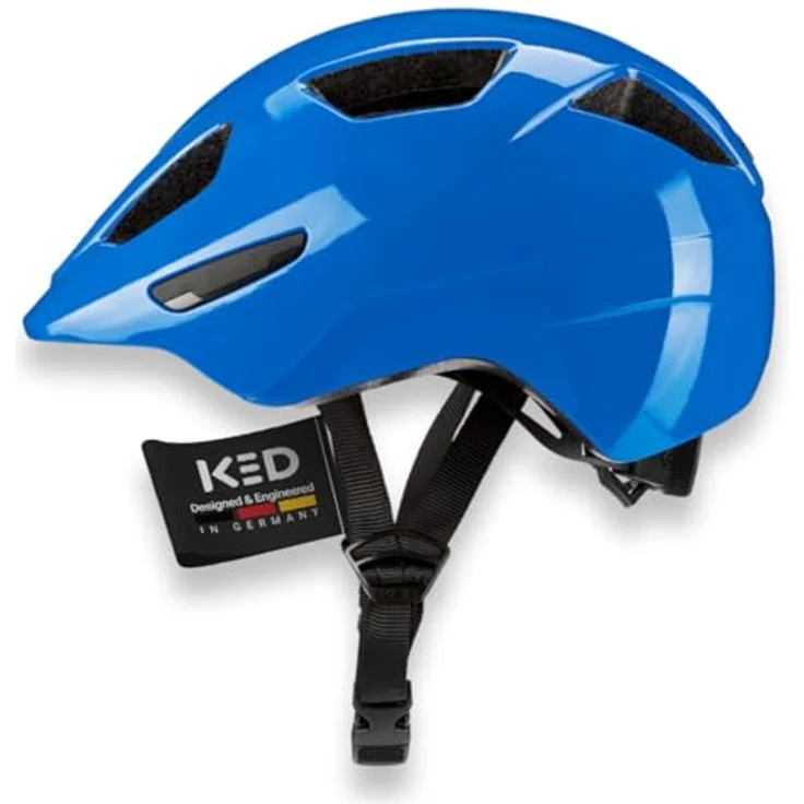 KED Dyno Kinderhelm – Sicherer Fahrradhelm mit In-Mold Technologie, Verstellbare Passform & Reflektoren, Ranger Blue Glossy, Größe 48-52 (S) – Bild 1