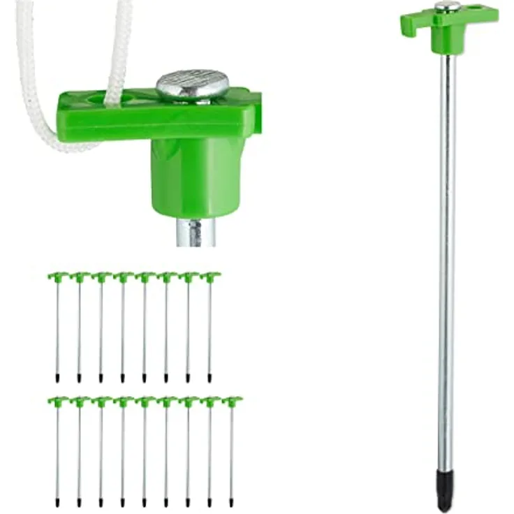 Relaxdays Felsbodenhering 18er Set, Erdanker für harte Böden, 25 cm, rostfreier Stahl, hellgrün, stabile Zeltnägel für Camping