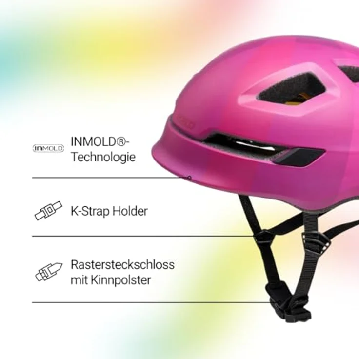 KED Pop II Lite Kinder Fahrradhelm, ultraleichtes Design mit K-FIT System, Pink Matt, Größe 52-56 (M), mit reflektierenden Details und sicherem Sitz – Bild 3