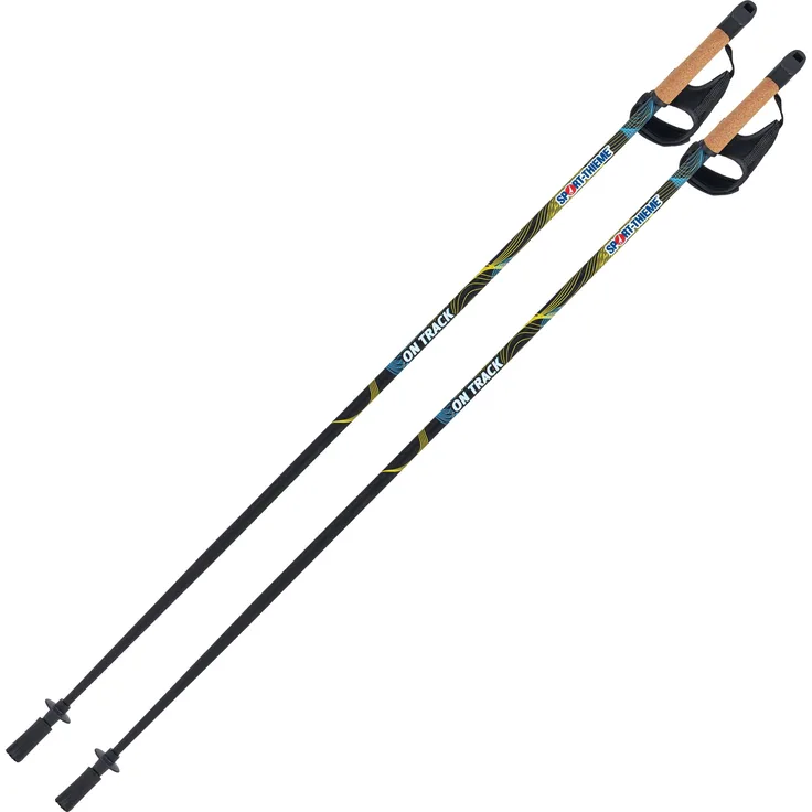 Sport-Thieme Nordic Walking Stöcke On Track, 125 cm, Aluminium mit Naturkorkgriff, schwarz-grün, für Freizeitsportler