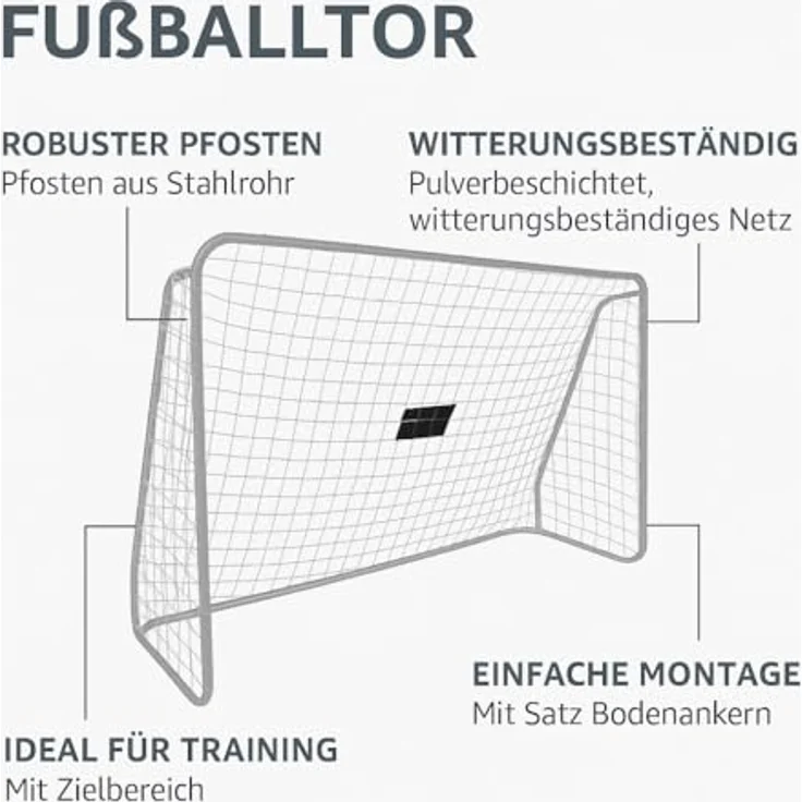 TRIZAND Fußballtor mit Torwand 170x240x85 cm, robuste Stahlkonstruktion und Klick-Montagesystem, ideal für Garten und Training – Bild 4