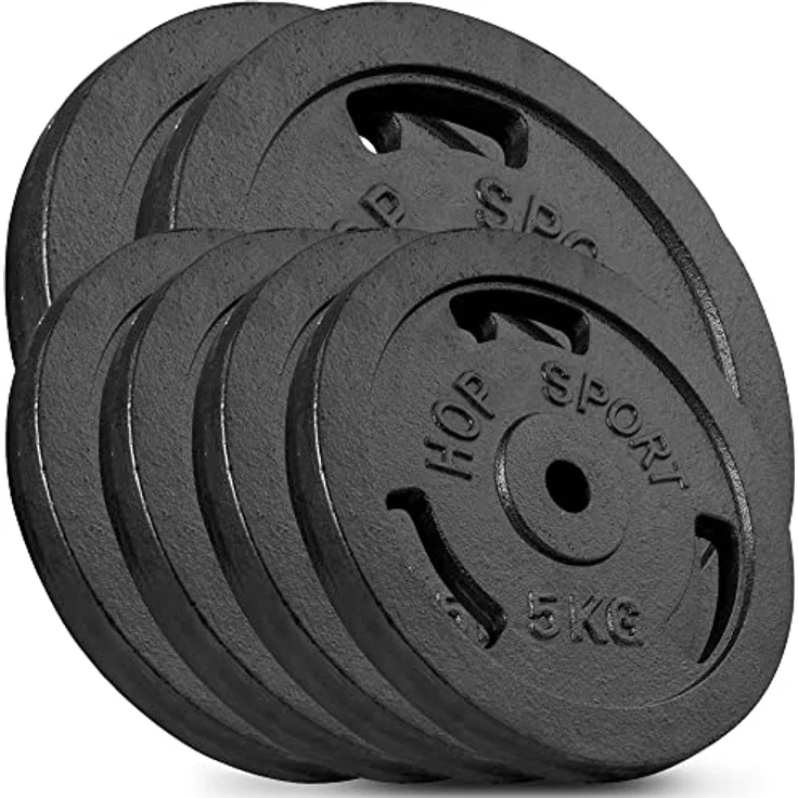 Hop-Sport 40 kg Gusseisen Hantelscheiben 30mm - Guss Gewichte Hantel Sets zur Auswahl: 4x10kg / 2x20kg / 4x5kg+2x10kg - 30/31 mm Bohrung (4x5kg+2x10kg) – Bild 1