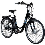 ZÜNDAPP E Bike City 26 Zoll | Elektro Fahrrad mit Vorderrad Motor | 7 Gang Ebike für 140-165 cm | Retro Hollandrad Green 3.7 (schwarz/blau, 46 cm)