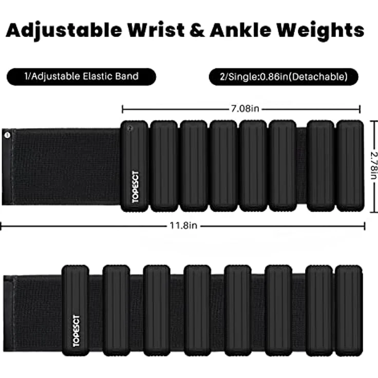 TOPESCT 2 PCS Handgelenkgewichte Knöchelgewichte Set Gewichtsmanschetten für Handgelenk Yoga, Tanz, Barre, Pilates, Kardiotraining, Aerobic, Walking – Bild 2