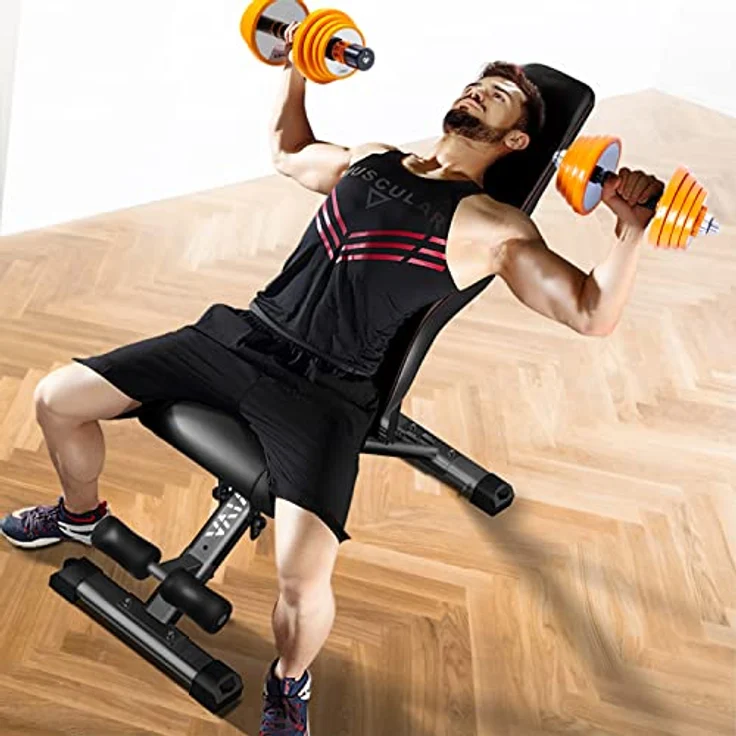 AsVIVA WB2 Hantelbank Klappbar | Verstellbare & robuste Fitnessbank bis 300 kg | Schrägbank, Negativbank & Flachbank | Ergonomisches Design | Platzsparend für Zuhause | Schwarz – Bild 2
