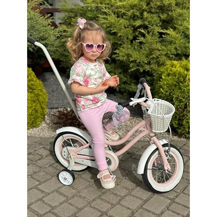 Sun Baby Heart Bike, 12 Zoll Mädchenfahrrad mit Schubstange, Rosa – Bild 5