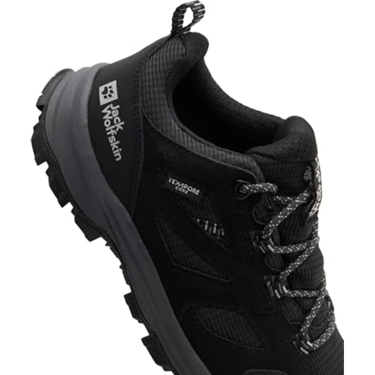 Jack Wolfskin VOJO TOUR TEXAPORE LOW K, Wasserdichter Wanderschuh für Kinder mit rutschfester Gummi-Außensohle und D-Ring-Schnürösen, schwarz – Bild 5