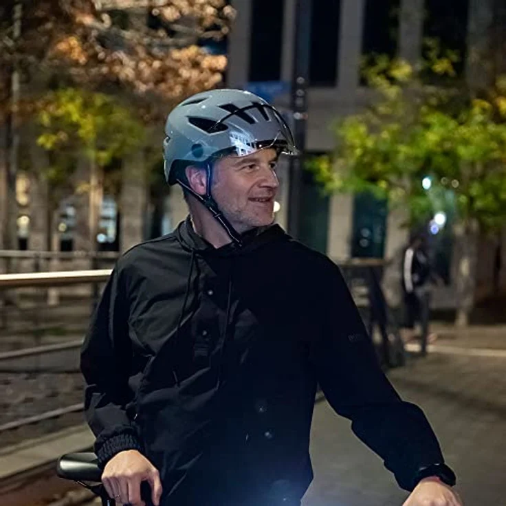 Abus Pedelec 2.0 Ace, Velohelm (52 - 57 cm) mit integriertem Licht und Regenhaube, für urbanen Einsatz – Bild 7