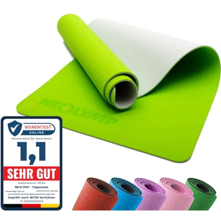 NEOLYMP Yogamatte, rutschfest und umweltfreundlich, 183 x 61 cm, 6 mm dick, mit Tragegurt und E-Book für Yogaübungen – Bild 1