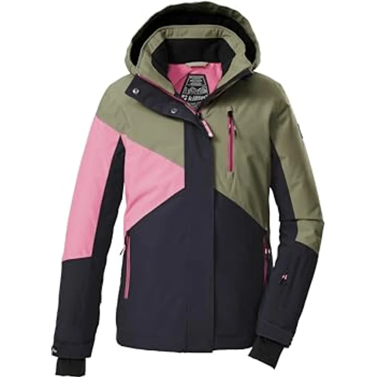 Killtec KSW 209 GRLS, Mädchen Skijacke mit Kapuze, Schneefang und 10.000 mm Wassersäule, Colourblock Design, Größe S – Bild 1