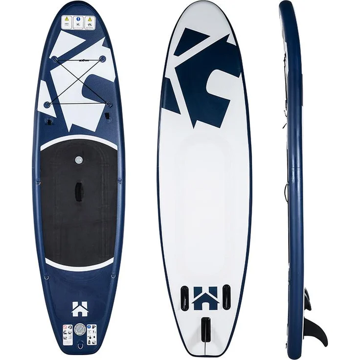 HOME DELUXE MOANA Stand Up Paddle Board – Größe M, Aufblasbares SUP mit rutschfester Oberfläche und 3-Finnen-System, Blau