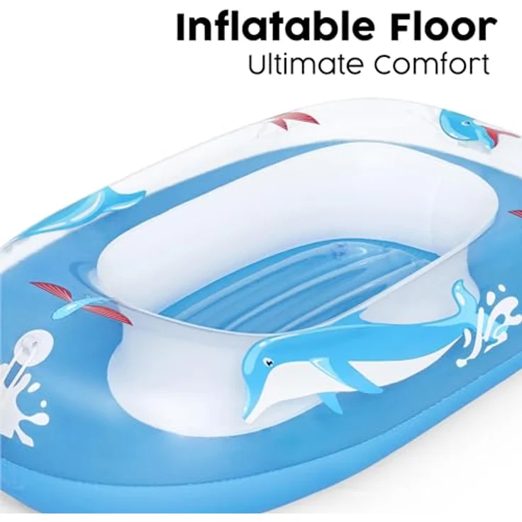 Bestway Kinder-Schlauchboot Bestway Kinder-Schlauchboot - Aufblasbares Kinderboot Gummiboot Blau - Mit Delfin-Design – Bild 6