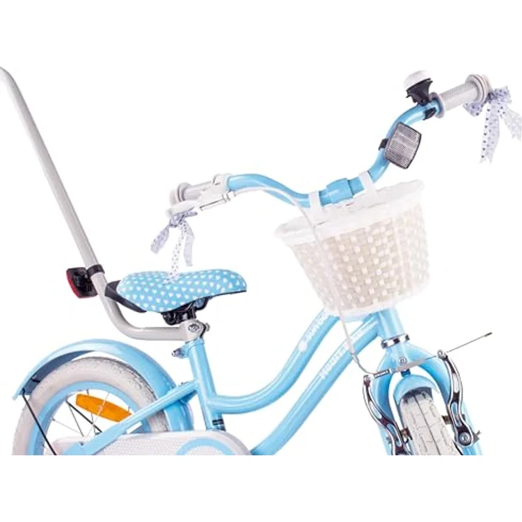 Sun Baby Silver Moon 14 Zoll Mädchenfahrrad mit Stützrädern, blau – Bild 7