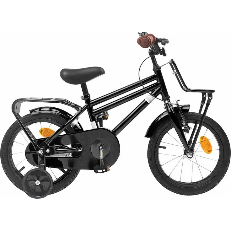 vidaXL Kinderfahrrad 14 Zoll, für 3-5 Jahre, schwarz, mit Stützrädern, 104 x 51 x 73 cm