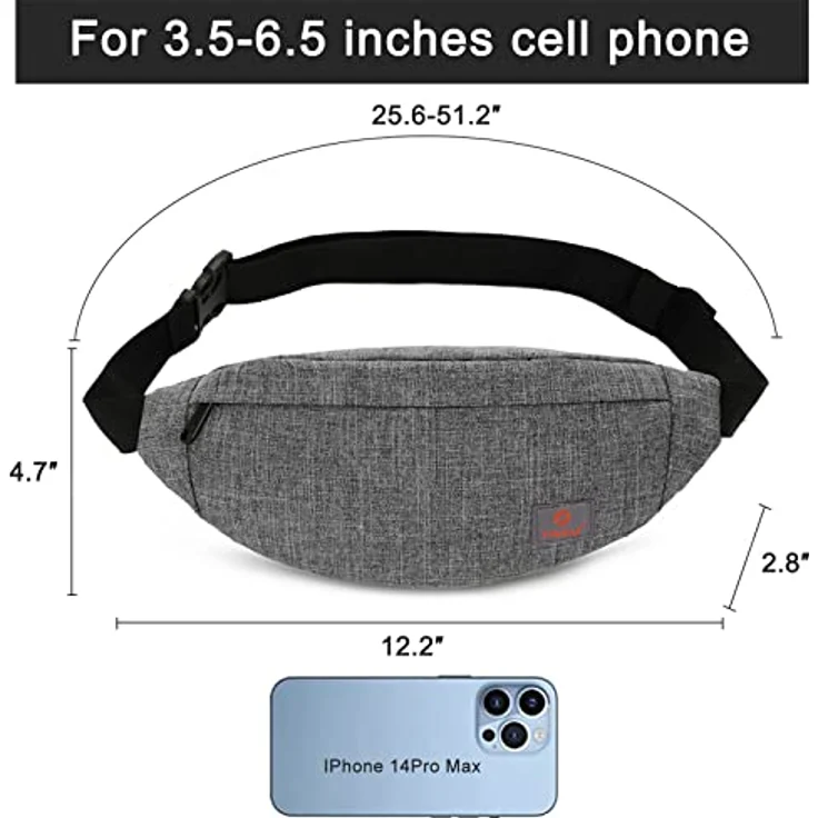 TINYAT Gürteltasche Bauchtasche leicht, wasserfest, für Damen und Herren, Grau, T201, ideal zum Wandern und Sport – Bild 3