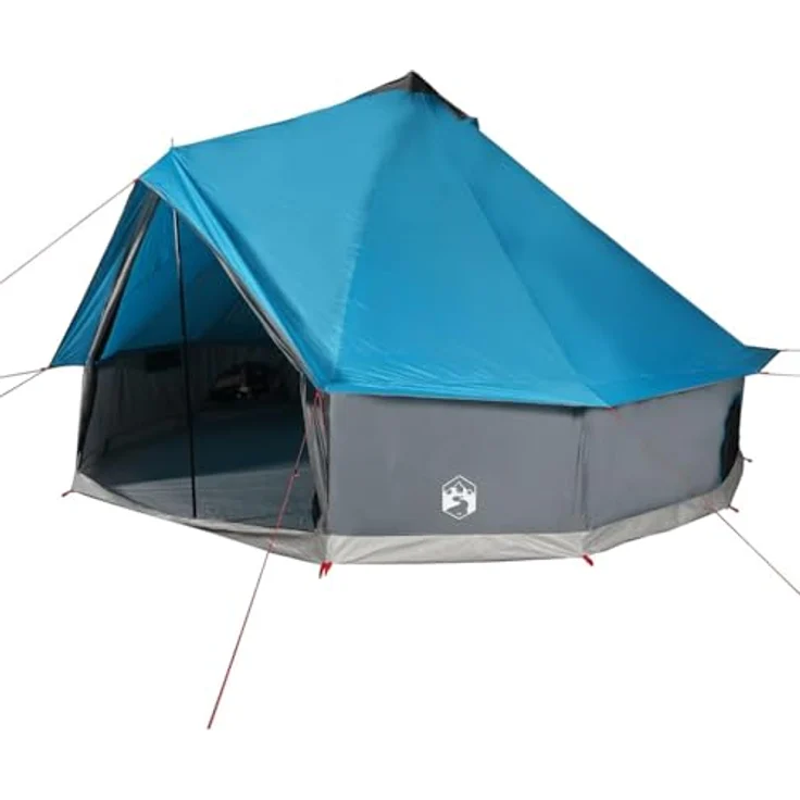 vidaXL Tipi Familienzelt 6 Personen, Campingzelt mit E-Anschluss, wasserdicht und atmungsaktiv, Blau 185T Polyester – Bild 1