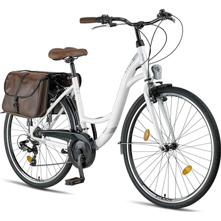 Licorne Bike Stella Plus Premium City Bike, 28 Zoll Aluminium Fahrrad mit 21 Gang-Schaltung, StVZO konform, Weiss – Bild 1