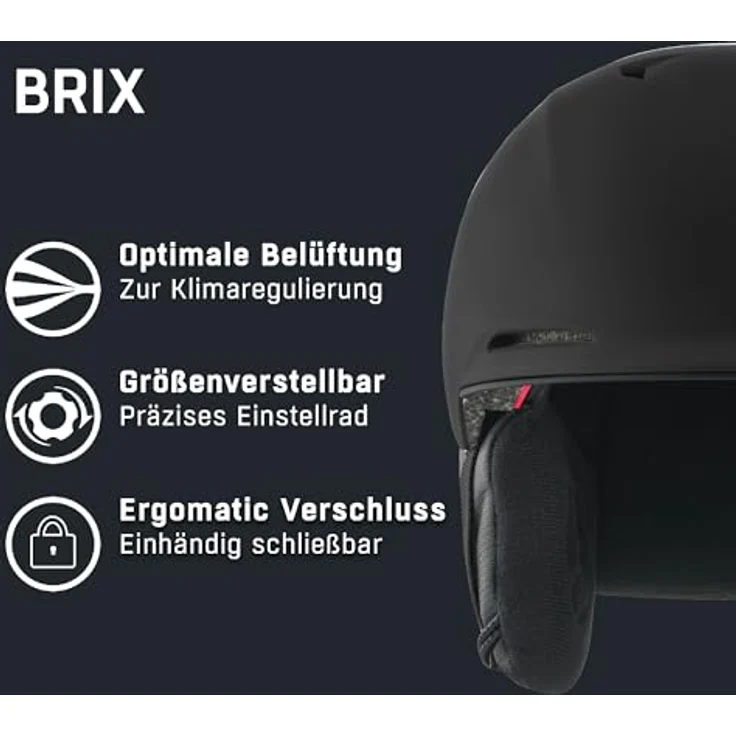 ALPINA BRIX Skihelm für Erwachsene, individuell verstellbar, herausnehmbares Innenfutter, stoßabsorbierend, Black matt, M (55-59 cm) – Bild 2