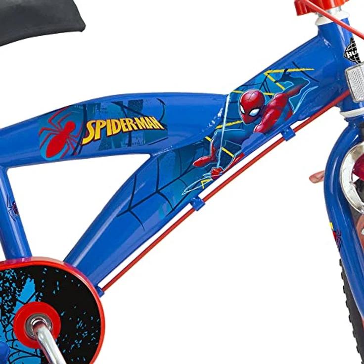 Huffy Disney Spider-Man 14 Zoll Kinderrad mit stabilem Stahlrahmen, Kettenschutz und Fahrradklingel – Bild 3