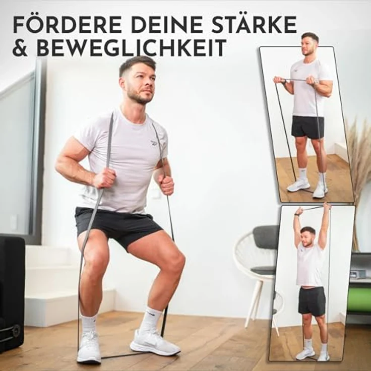 NEOLYMP Trainingsstation Calisthenics Set – Premium Klimmzugstange, Turnringe aus Birkenholz, Resistance Bands – Platzsparendes Home Gym Komplettset für Eigengewichtstraining – Bild 5