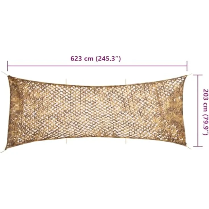 vidaXL Tarnnetz 623x203 cm, leichtes und wasserabweisendes Netz mit Aufbewahrungstasche in Sandfarbe – Bild 2