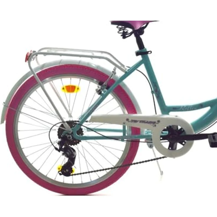 T&Y Trade 24 Zoll Kinder City Mädchen Fahrrad STVO Reflex BLAU mit PINK Shimano 6 Gang – Bild 3