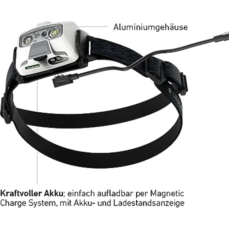 Ledlenser HF6R Core, aufladbare Arbeits-Stirnlampe mit Digitalfokus, 800 lm Lichtleistung, wasserfest, weiss – Bild 3