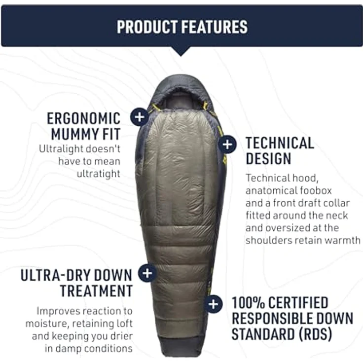 Sea To Summit Spark Pro -9°C, ultraleichter Daunenschlafsack für 3-Jahreszeiten, lange Größe mit konturierter Mumienform und wasserabweisender Außenschicht – Bild 3