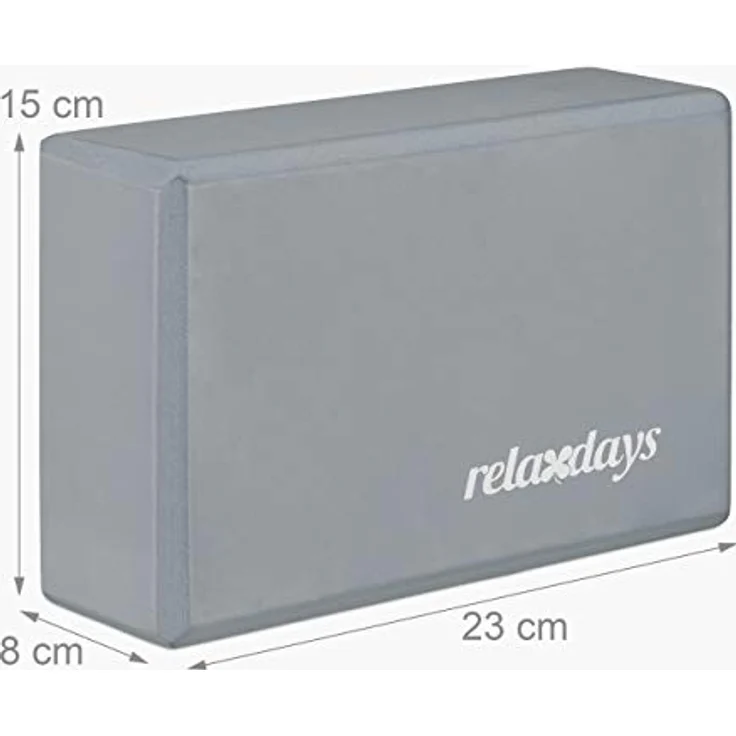 Relaxdays Yogablock im 2er Set, Yoga-Klötze für Yoga-Übungen, Hartschaum, rutschfest, Yoga-Würfel HBT: 8x23x15 cm, grau – Bild 4