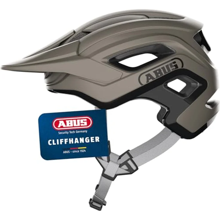 ABUS MTB-Helm CliffHanger, Fahrradhelm für anspruchsvolle Trails mit großen Lüftungsöffnungen, TriVider Riemensystem, grau, Größe L – Bild 1