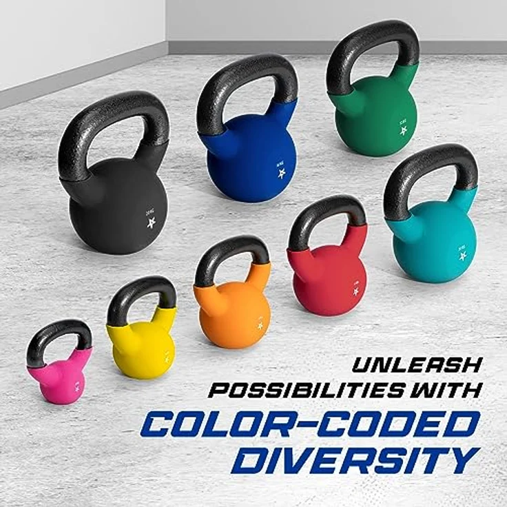 Yes4All WEAW Neopren beschichtete Kettlebell, Krafttraining Kettlebells - 16KG Dunkelblau – Bild 4