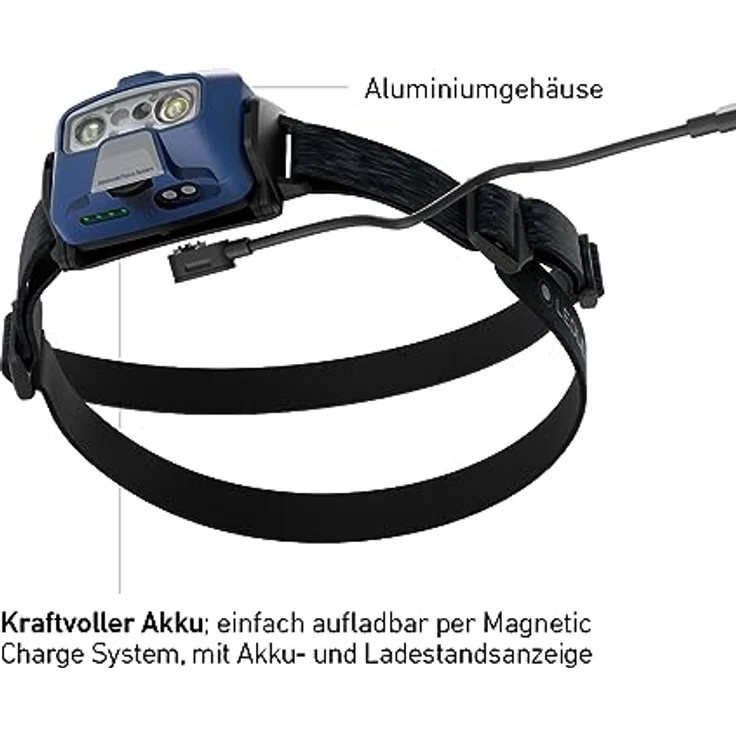 Ledlenser HF6R Core, aufladbare Stirnlampe mit Digitalfokus, 800 lm Lichtleistung, wasserfest, blau – Bild 3