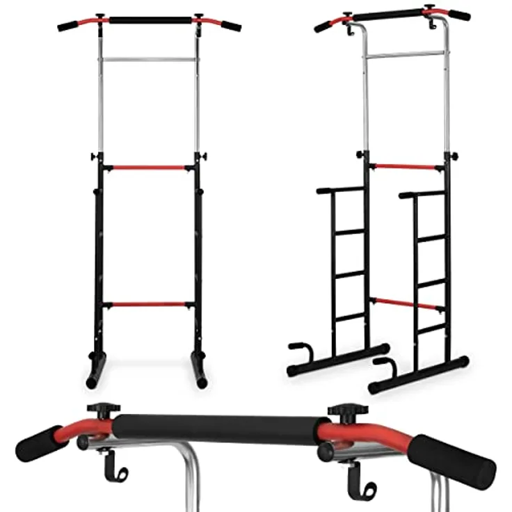 Neo-Sport Freistehende Klimmzugstange NS-301, höhenverstellbar 202-222 cm, verstärkter Stahl, belastbar bis 100 kg