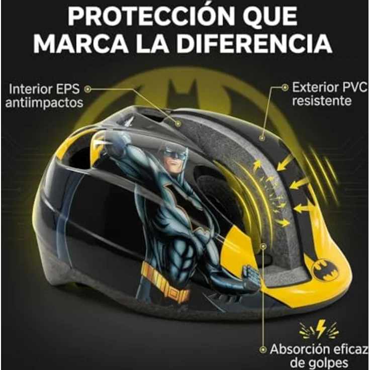 Toimsa Batman Helm 28 x 20 x 15 cm, Kinderfahrradhelm in hochwertiger Materialqualität, kühl und bequem, langlebig – Bild 6