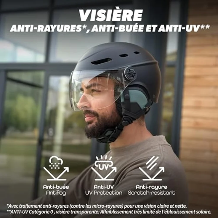 T'nB UMHELMVSM, Helmvisier mit abnehmbarem Ohrenschutz, kratzfestem und UV-beständigem Visier, transparent – Bild 5