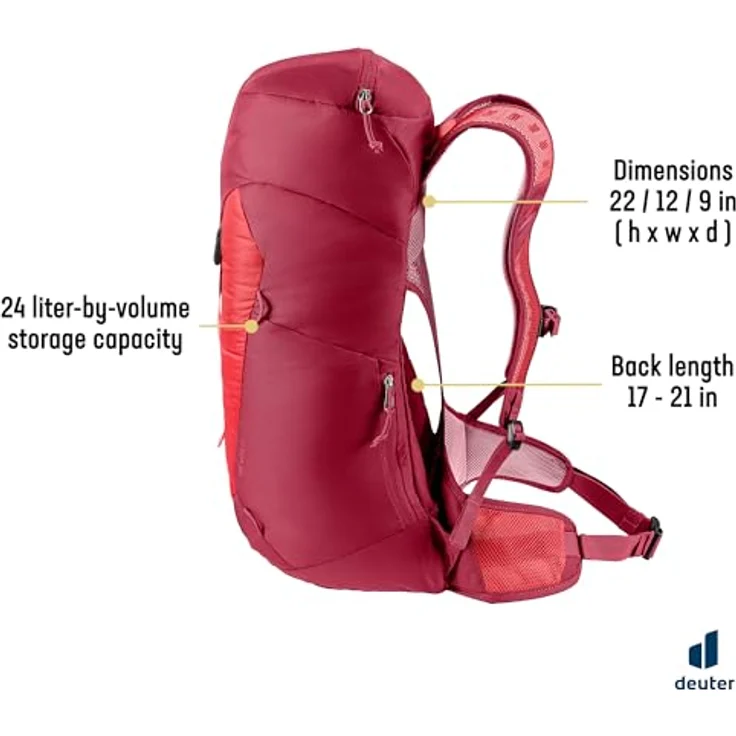 Deuter Herren Ac Lite 24 Wanderrucksack, Cherry-masala, 24 Lang - Maximale Belüftung und Tragekomfort – Bild 3