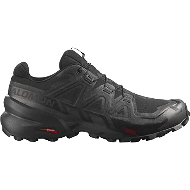 Salomon Speedcross 6 GTX, Herren Laufschuhe mit robustem Mesh-Obermaterial und Schnellschnürung, Schwarz, Größe 42 2/3