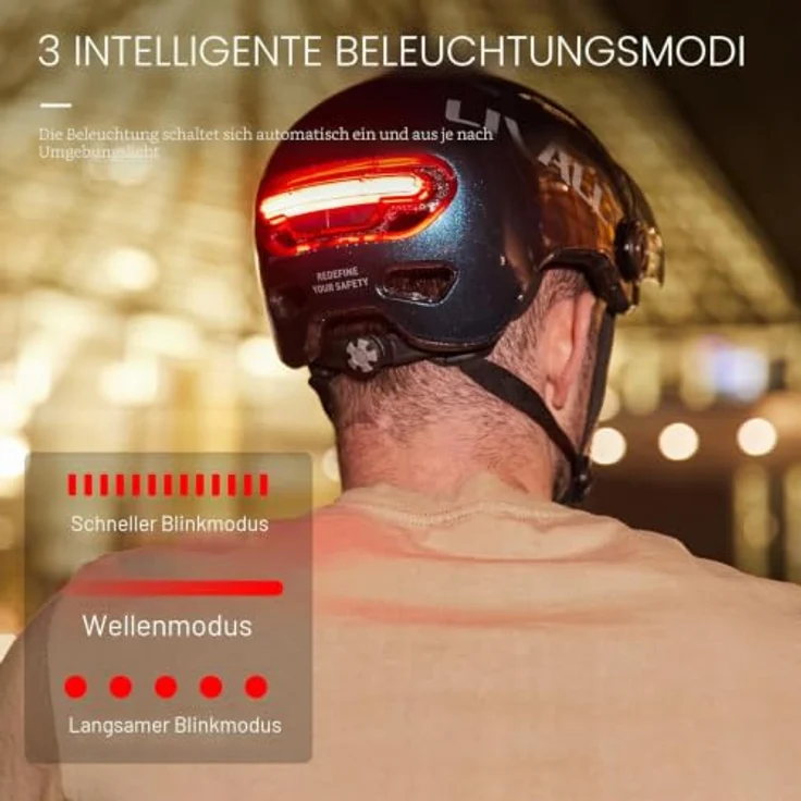 LIVALL EVO21, Fahrradhelm mit SOS-Technologie, Rück- und Frontlichtern, Bluetooth-Kopplung, Schwarz – Bild 3